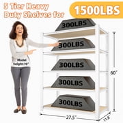 TrumanPick Garage Storage Shelves 5 Tier 28''W x 12''D x 60''H Adjustable Heavy Duty Metal Shelving Unit for Kitchen Pantry Garage, White