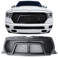 thumbnail image 2 of Ikon Motorsports Compatible with 19-23 Dodge Ram 1500 Rebel Style Front  Hood Grille Replacement Black 2019 2020, 2 of 8