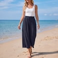 thumbnail image 5 of Stralyhd Womens Wide Leg Capris Pants Breathable Button Fly Casual 3/4 Pants Fashion Vacation Trousers 2026 Summer Linen Pants with Side Pockets Navy S, 5 of 8
