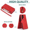 thumbnail image 5 of Allytechgroup Flip Wallet Case for Samsung Galaxy S24 Ultra with Credit Card Slot, RFID Blocking PU Leather Stand Shell Wrist Strap Shockproof Full Body Protective for Galaxy S24 Ultra, Red, 5 of 7
