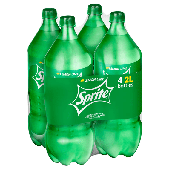 Sprite Lemon Lime Soda, 2 Liter Bottles, Crisp Caffeine Free Soft Drink, 4 Pack