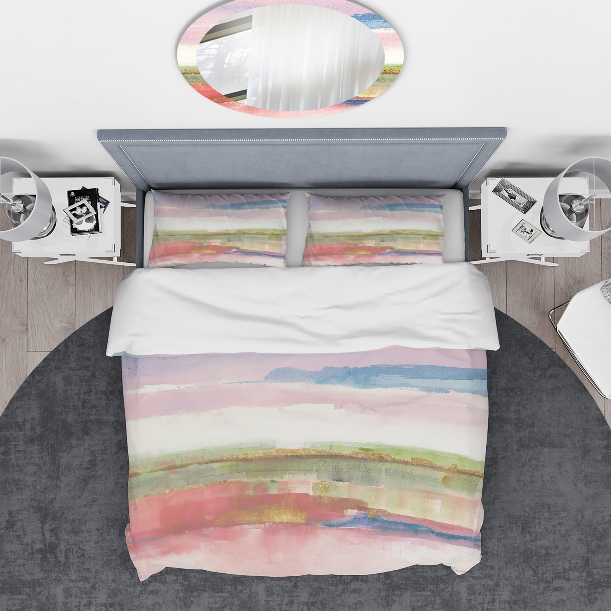 Designart 'Influence of Line and Color Gold Bright' Geometric Duvet Cover Set
