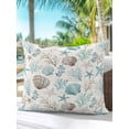thumbnail image 4 of Outdoor Pillows Waterproof, Teal Coastal Throw Pillows with Inserts Included, Summer Nautical Beach Coral Starfish Shell Vintage Indoor Outdoor Decorative Lumbar Pillow for Bed/Couch 18"x18", 1Pcs, 4 of 8