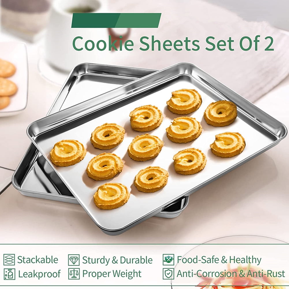  Professional Quarter Sheet Baking Pans - Aluminum Cookie Sheet  Set of 2 - Rimmed Baking Sheets for Baking and Roasting - Durable,  Oven-safe, Non-toxic, Easy to Clean, Commercial Quality - 9x13-inch