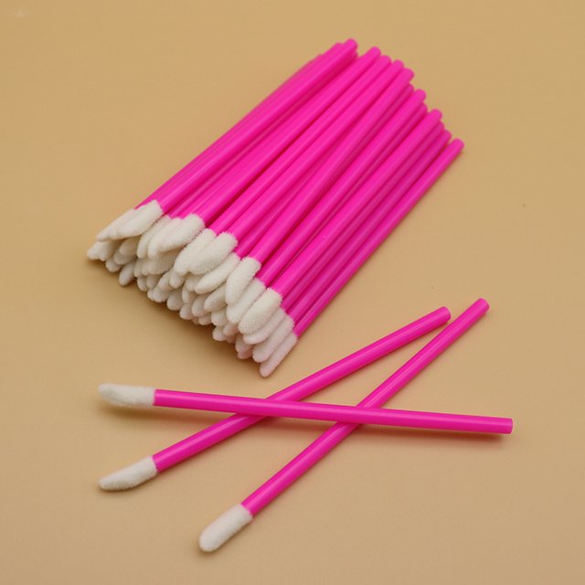 Xiao Hua 300 aplicadores de pinceles para labios, aplicadores de lápiz labial negro, varitas de brillo labial para maquillaje, decoración de uñas, pintura, pincel de detalle (rosa)