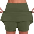 thumbnail image 2 of Oiangi Athletic Skorts for Women High Waist Stretchy Tennis Shorts Solid Color Gym Workout Shorts Army Green 3XL, 2 of 6