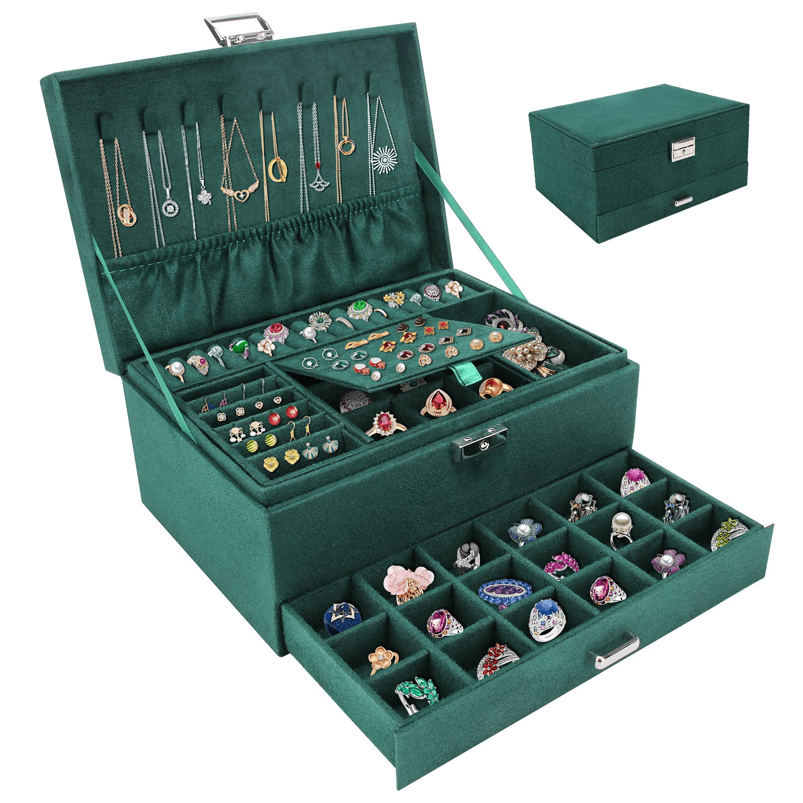 Welltop Jewelry Box Organizer for Women Girls, 3Layer Jewelry