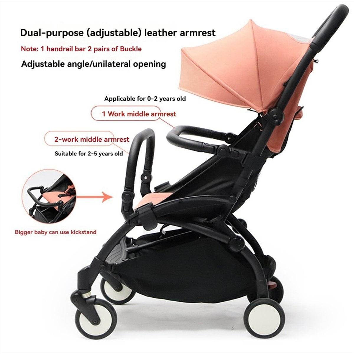 Stroller Bumper Bar Armrest Stroller Accessories Adjustable Handlebar for YOYO/ Baby Pushchair Front armrest