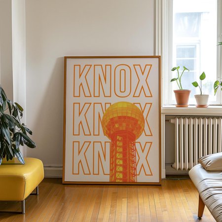 Knoxville Print Minimalist Tennessee Wall Art Knoxville Sunsphere Print Orange Tennessee Dorm Decor Knoxville Home Decor #594, Unframed Poster Size 8x12