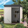 thumbnail image 2 of AECOJOY  Outdoor Metal Storage Shed with Lockable Door 5' x 3' - White, 2 of 5
