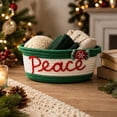 thumbnail image 5 of Christmas Basket for Gifts Empty to Fill - Cotton Rope Storage Basket with Handle, 11" × 5" Embroidered Peace Storage Bin, for Gifts Wrapping & Holiday Xmas Home Decor, 5 of 7