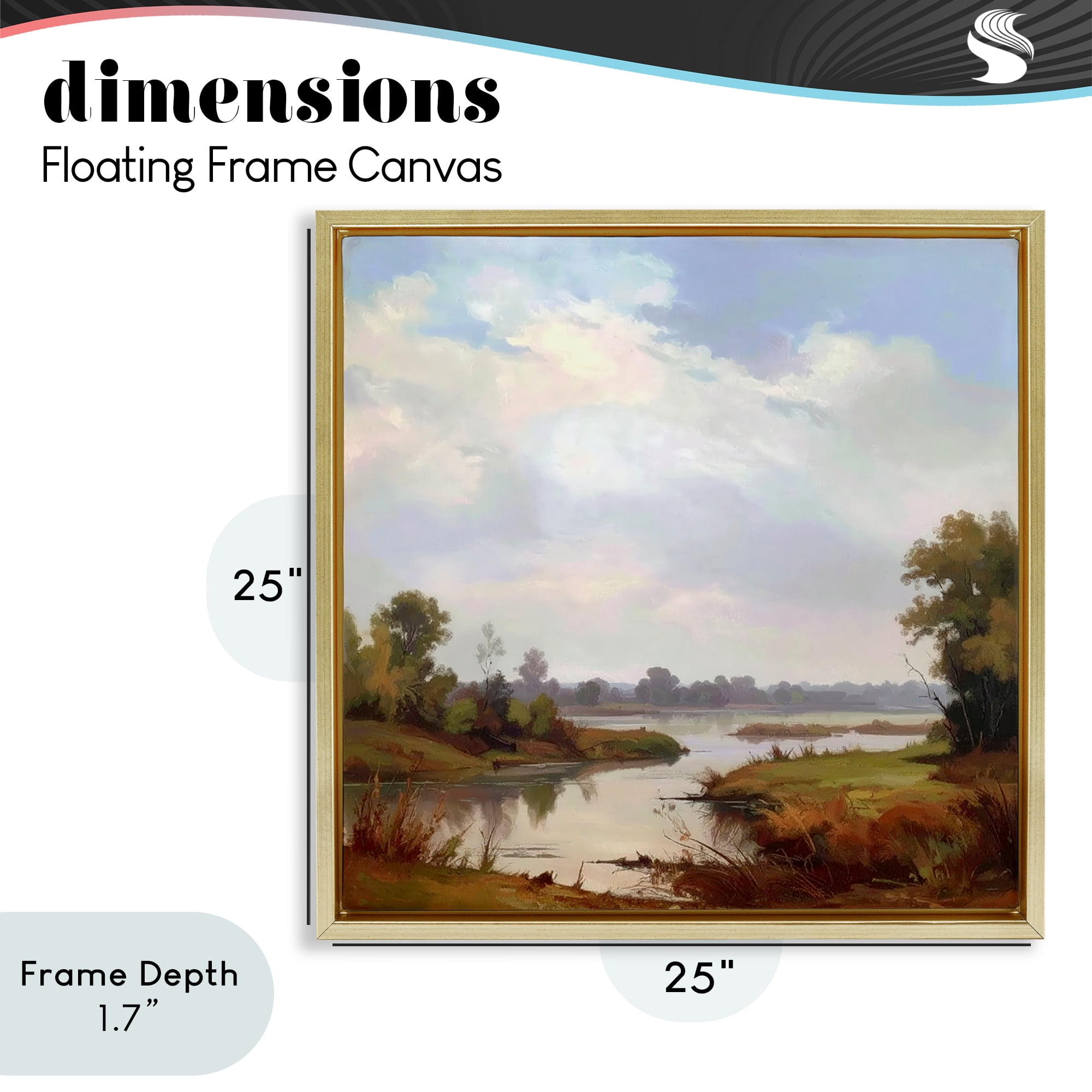 Stupell Industries Riverside Grove Landscape Gold Framed Floater Canvas Wall Art, design by Alonza Saunders
