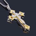 thumbnail image 2 of Handsome Men's Zircon Cross Pendant Necklace - Exquisite Three Layer Titanium Steel Jewelry for Classic Style and Holiday Gift, 2 of 4