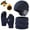 Navy Blue, variant on Winter Knit Beanie Hat Neck Warmer Scarf and Touch Screen Gloves Set Warm and thick