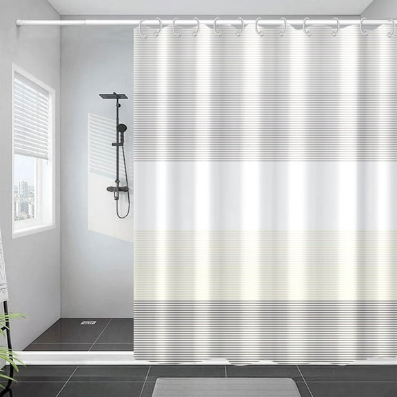 White Grey Yellow Shower Curtain for Bathroom Boho Waterproof Shower Curtains Cloth with Hooks Bohemian Stripe Fabric Home Bath Decor Curtain 72x72 inches