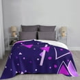 thumbnail image 2 of LNWH Super Soft Flannel Bed Blanket, Cozy Fluffy Warm All Seasons Purple Blue Geometric Pattern Throw Blankets for Sofa Bedding, 60"x50", 2 of 8