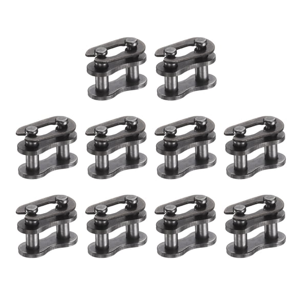 Uxcell 10 Pack #25 Chain Master Connect Links 8.5mm Pitch, Carbon Steel Roller Chain Connector Links, Master Link Replacement