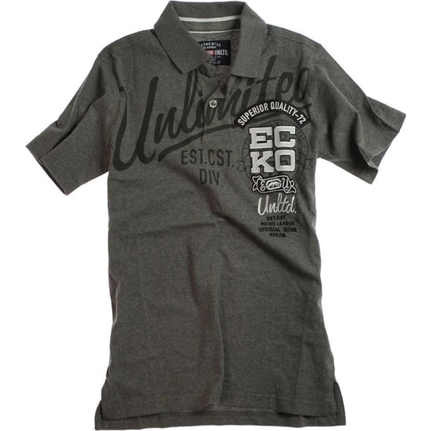 Ecko Unltd. Polo de rugby con bloque numérico Ss Script para hombre, gris, extragrande