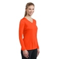 thumbnail image 4 of Sport-Tek Long Sleeve V-Neck Tee (LST353LS) Neon Orange, XS, 4 of 6