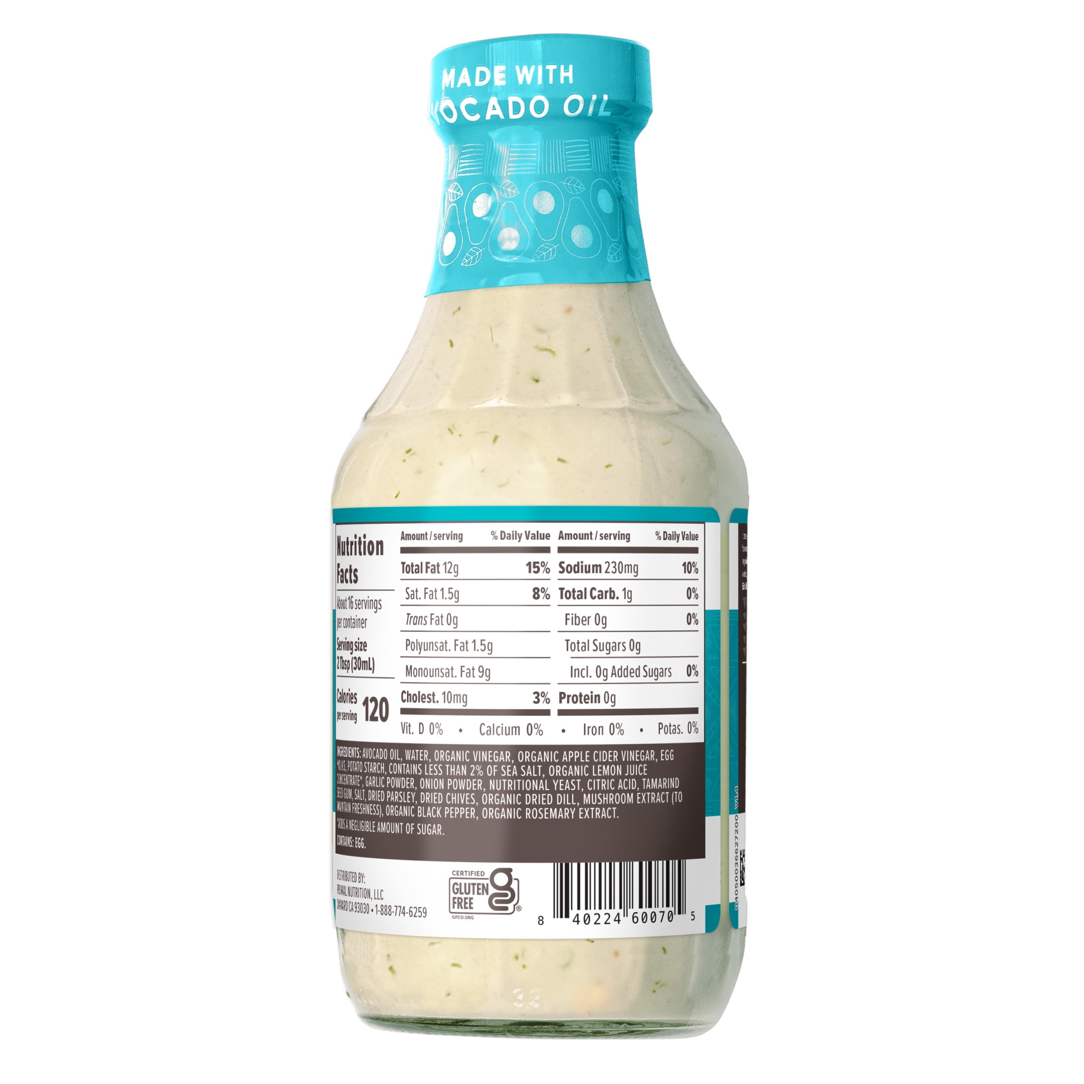 Primal Kitchen Ranch Dressing, 16 oz