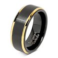 thumbnail image 1 of FlyFlise Black Tungsten Rings for Men Wedding Band Gold Step Edge Size 6-16 (Tungsten, 6), 1 of 4