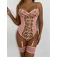 thumbnail image 1 of Lencería sexy de estilo europeo y americano, mono sexy con tirantes bordados de malla para mujer, traje sexy con liga, 1 of 6