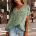 thumbnail image 2 of LIZUOJUNF Summer Tops for Women Short Sleeve Blouse V Neck Shirts Fashion Beach Vacation Clothes, M, 2 of 9