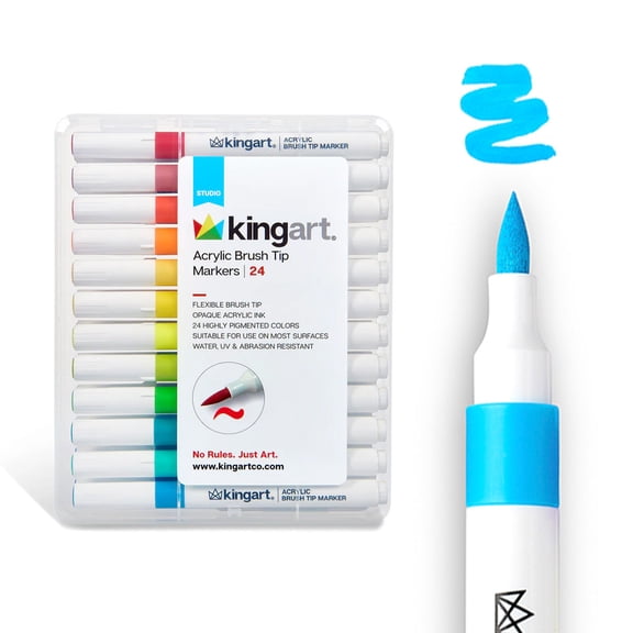 Acrylic Brush Tip Markers, 24 Colors
