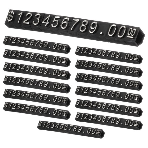 Cubos de exhibición de precios de 14, soporte para etiquetas de precios, etiqueta mini removible para tienda de joyería (Negro/Plata, 1.8" de largo)