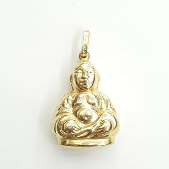 New 14k yellow gold 3D hollow buddha buda buddah pendant charm fine jewelry 2.6g
