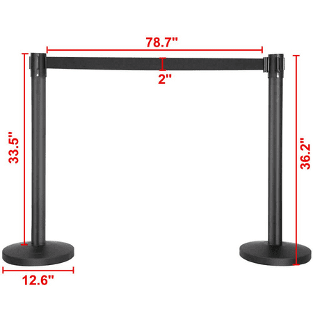 Yaheetech 6-Pack Stanchion with 6.5 Foot Retractable Belt Crowd Control Stanchion Queue Line Post Barrier