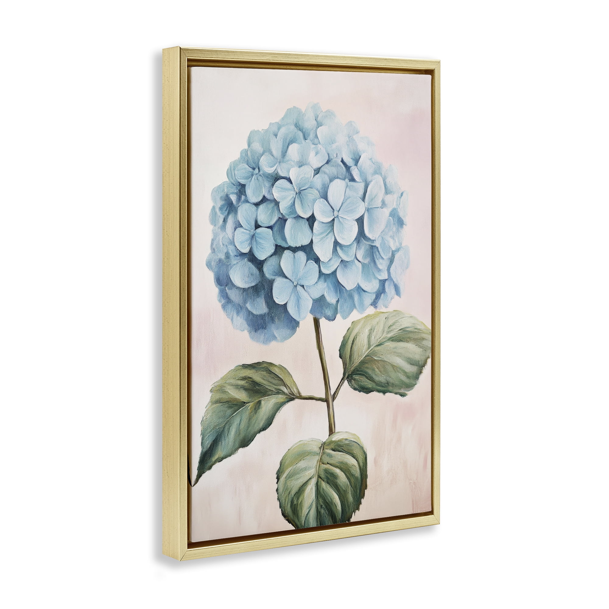 Stupell Industries Delicate Baby Blue Hydrangea Gold Framed Floater Canvas Wall Art, design by Petal Prints Design