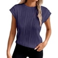 thumbnail image 2 of T Shirts for Women 2026 Summer Short Sleeve Crewneck Jacquard Loose Dressy Casual Tshirt Blouse, 2 of 6