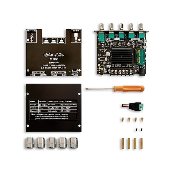 enqiretly 2.1 Channel Subwoofer Power Boards Bluetooth-compatible Amplifier Frequency High Low Pitch Adjustable Bluetooth-compatible Replacement Accessories