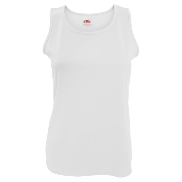 Fruit of the Loom - Camiseta sin mangas ajustada modelo Perfomance para mujer (Blanco)