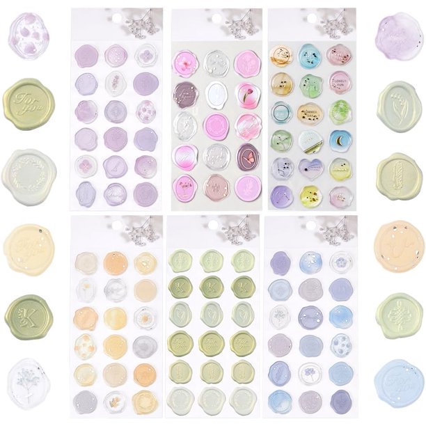 108 pegatinas de lacre transparentes para sellar invitaciones de boda, tarjetas de felicitación, regalos y álbumes de recortes. Ideales para envolver regalos y envolver invitaciones.