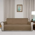 thumbnail image 2 of Reversible Quilted Sofa Cover, Water Resistant Slipcover Furniture Protector, Washable Couch Cover with Non Slip Foam and Elastic Straps for Kids, Dogs, Pets (Sofa, Camel/Ivory), 2 of 7