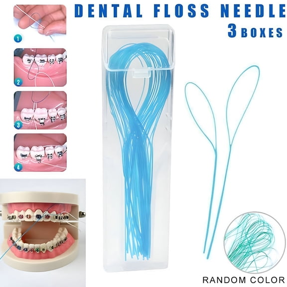 XIRQI 105 Pcs Dental Floss Threaders Simple Loop   Case For Braces Bridges Implants