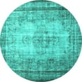 thumbnail image 1 of Ahgly Company Machine Washable Indoor Round Persian Turquoise Blue Traditional Area Rugs, 3' Round, 1 of 4