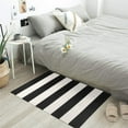 thumbnail image 5 of PK.ZTopia Black and White Striped Rug 23.6 x 35.4 Inches Cotton Hand-Woven Reversible Foldable Washable Black and White Outdoor Rug Stripe for Layered Door Mats Porch/Front Door Black Rug, 5 of 9
