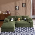 thumbnail image 2 of Convertible Sofa, Corduroy Compressed Sofa Bed, 3-Seat Sleeper Couch with 3 Back Cushions and 2 Throw Pillows, Soft Skin-Friendly Fabric, Wide Seat for Living Room Apartment, Green, 2 of 11