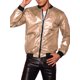 thumbnail image 4 of Chaqueta Holográfica INSPIRE CHIC para hombres, chaqueta bomber brillante con cierre, estilo universitario dorado XL, 4 of 4