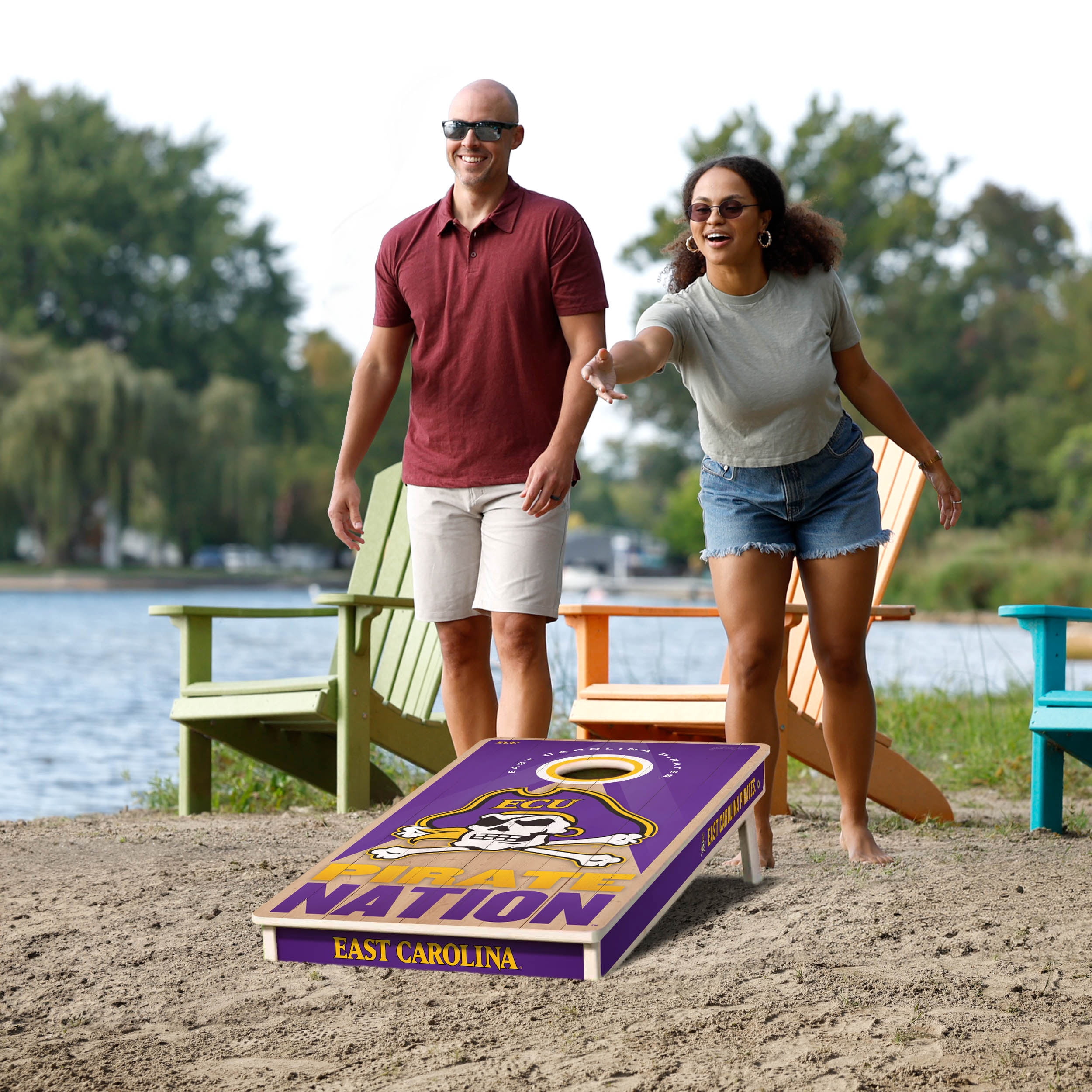 YouTheFan NCAA E Carolina Pirates 2X4 Slogan Series Cornhole NO BAGS
