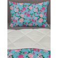 thumbnail image 3 of Vintage Rose Comforter & Sham Bedding Set, Continuous Vibrant Tones Flowers Arrangement, 3 pcs Duvet Set Microfiber Filling Quilt, 5 Sizes, Aqua Pink, by Ambesonne, 3 of 4