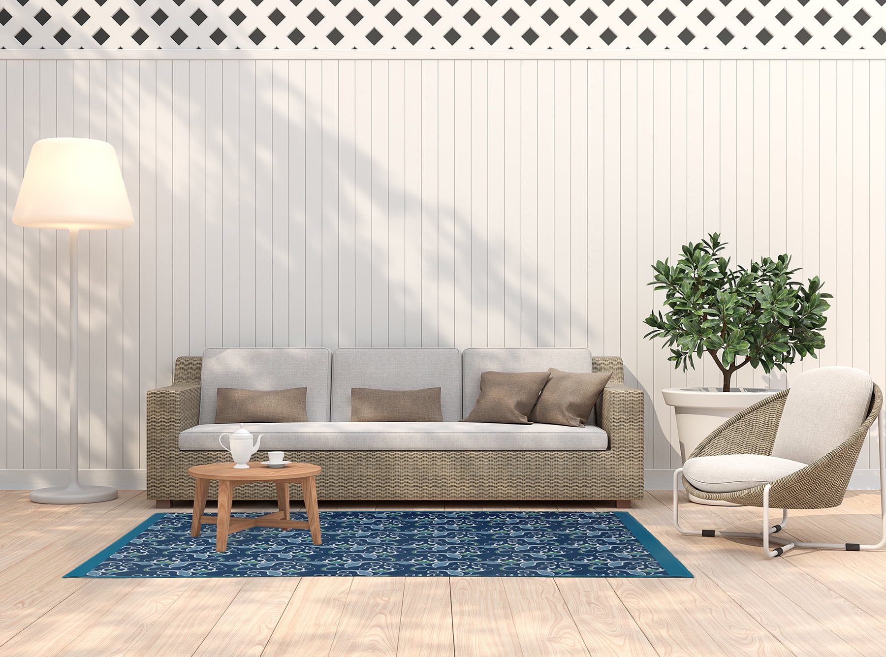 Simply Daisy 4' x 6' Unreal Teal West IndiesIndoor/outdoor Rug