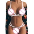 thumbnail image 3 of Gibobby Lencería de encaje para mujer Conjunto de lencería con aros de 2 piezas para mujer, ropa interior de dos piezas, ropa interior, ropa de dormir, conjunto de lencería co(Blanco, L), 3 of 5
