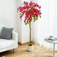 thumbnail image 5 of Ataucjin Artificial Bougainvillea Tree in White Pot Faux Blooming Plant,Large Pink Fake Trees with Flowers for Front Porch Home House Office Outdoor Garden Decorative,4/5/6FT, 5 of 6