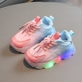 thumbnail image 4 of Xfvqtps Boys and Girls Sneakers Slip On Gradient Color Breathable Non-Slip Lightweight Soft Soled Mesh LED Shoes New Sports Leisure Light Comfortable Fabric Running Shoes Pink, 4 of 9