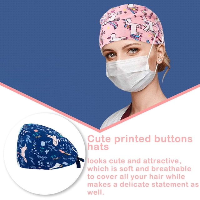 VONKY Gourd Caps Nurse Durability Pure Color Button Professional Assorted Colors Tie Back Work Uniform Operating Hats L18