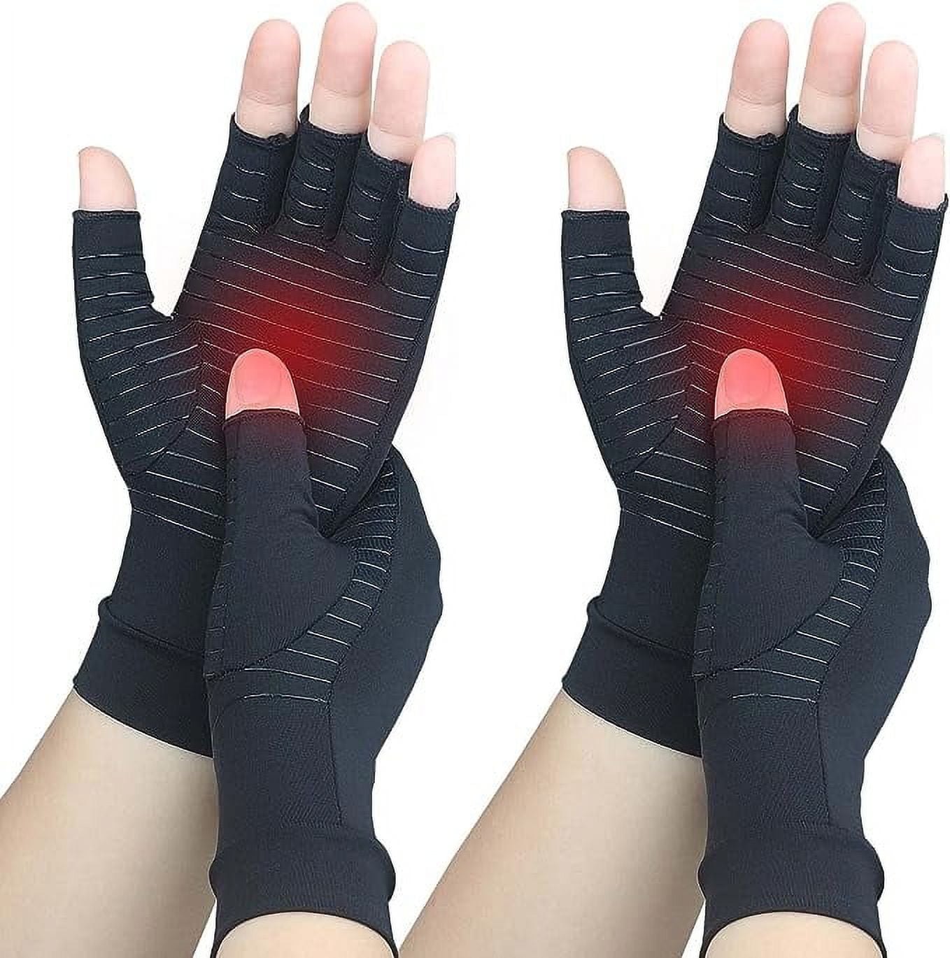2 Pairs Copper Arthritis Compression Gloves- Arthritis Gloves For Men & Women, Relieve Hand Rheumatoid, Joint Pain, Tendonitis, Swelling, Anti-Slip Fingerless Arthritis Gloves For Work